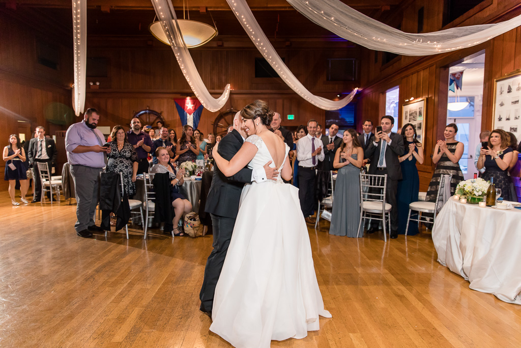 couple's first dance at Corinthian Yacht Club