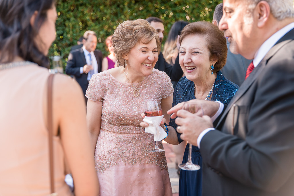 mother of the bride miggling with guests