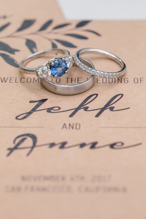blue diamond wedding ring set