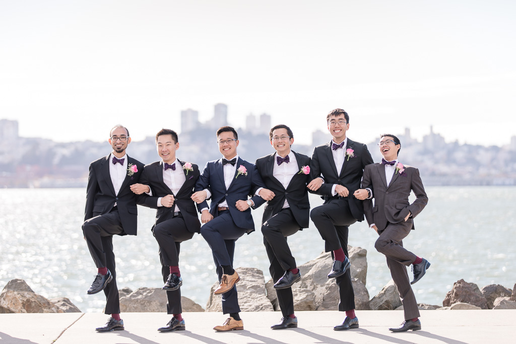 funny groomsmen group photo in san francisco