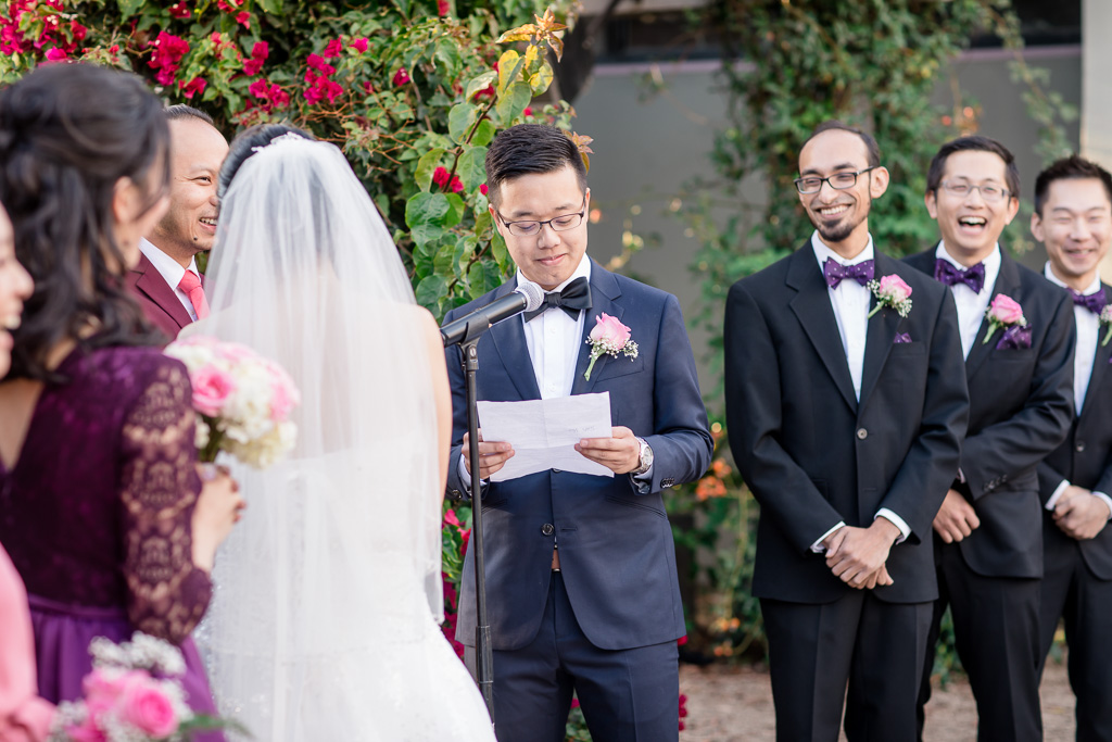 groom reading his well written vows