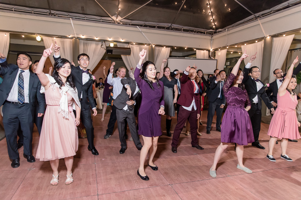 a surprise flash mob at the wedding reception