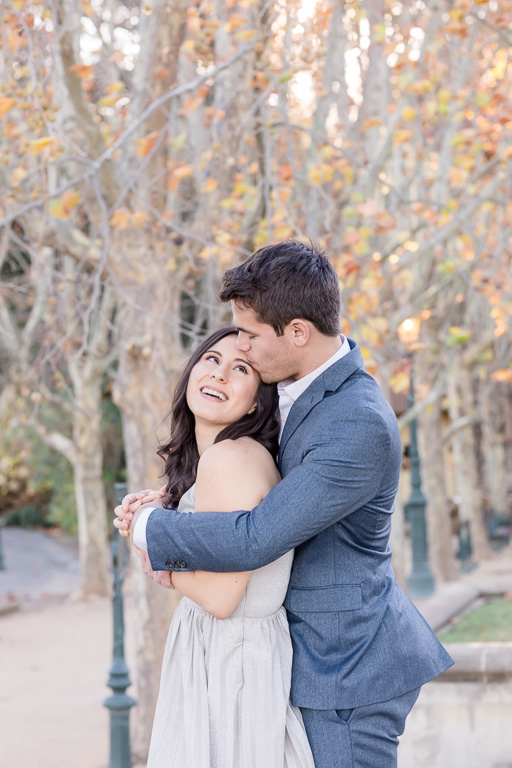napa engagement with fall leaves