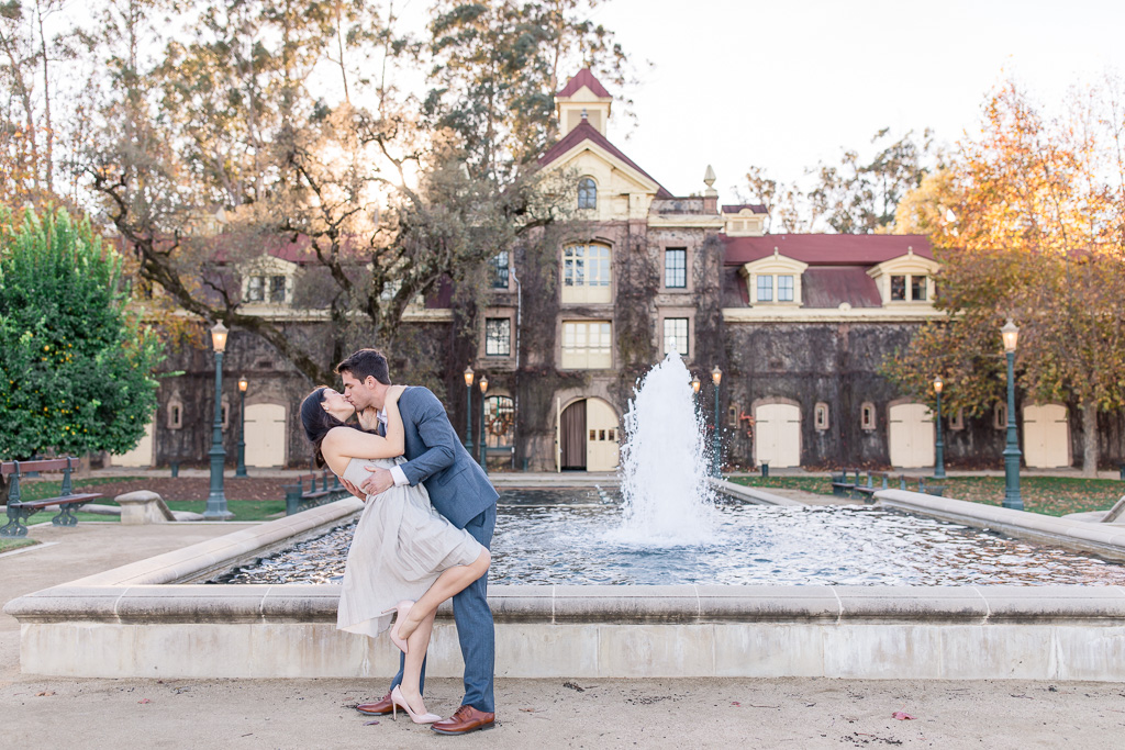 perfect napa chateau background for engagement pictures