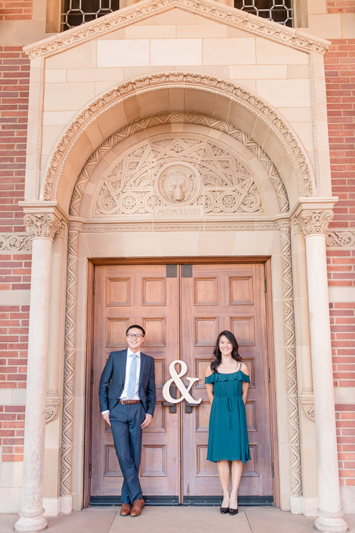UCLA Royce Hall save the date engagement photo