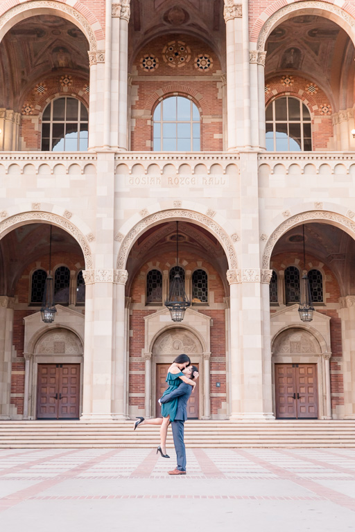 save the date photo with a stuning building background
