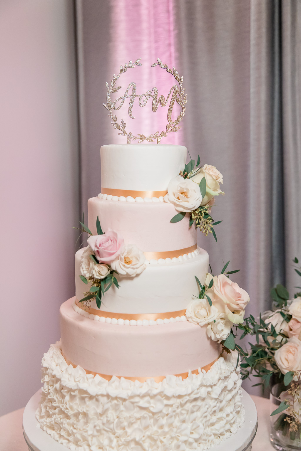 rifle paper co inspired peach and cream wedding cake