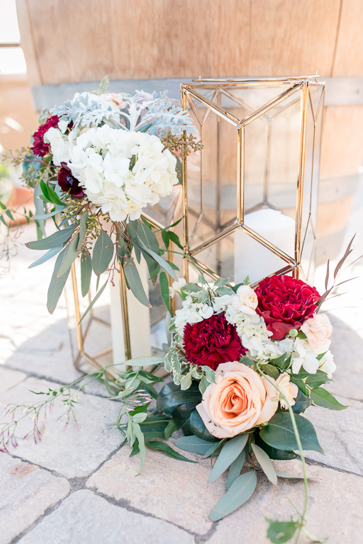 elegant wedding ceremony floral arrangement