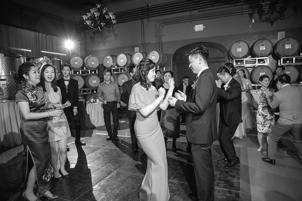 bride and groom dancing on the reception dance floor