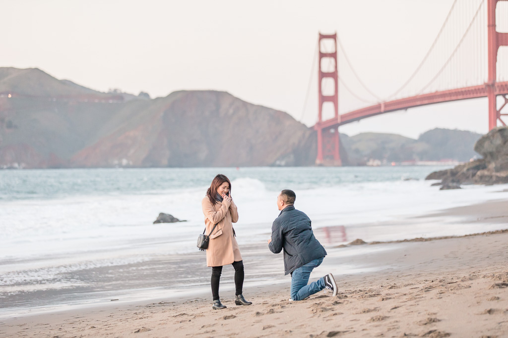 Golden Gate Bridge beach surprise proposal