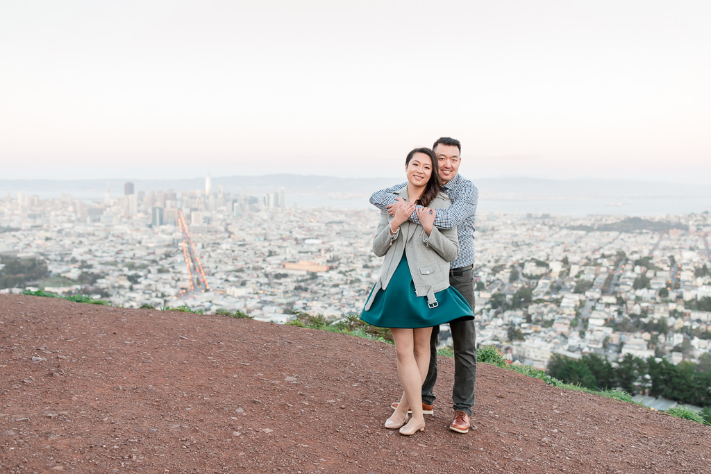 sunset engagement photo at Twin Peaks