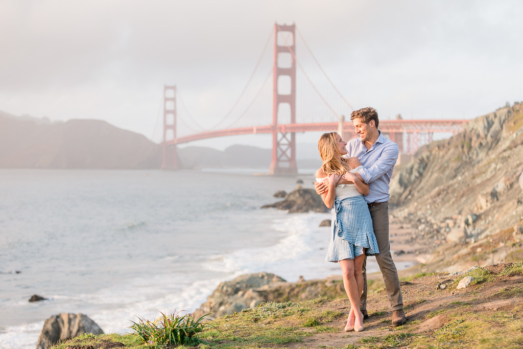 sweet Golden Gate Bridge engagement photo