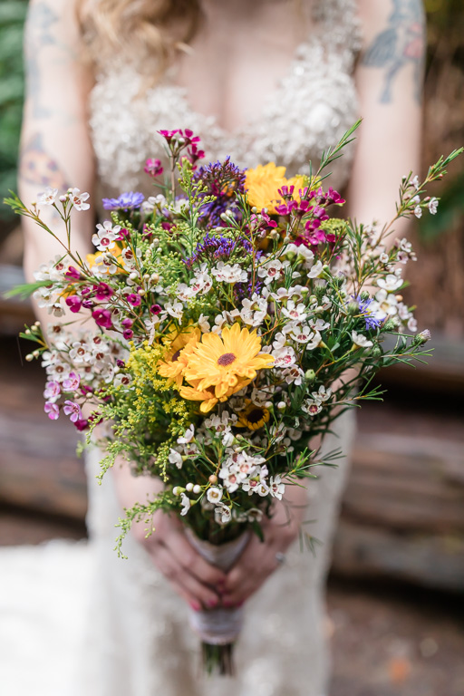 wildflower bouquet for a muir woods elopement