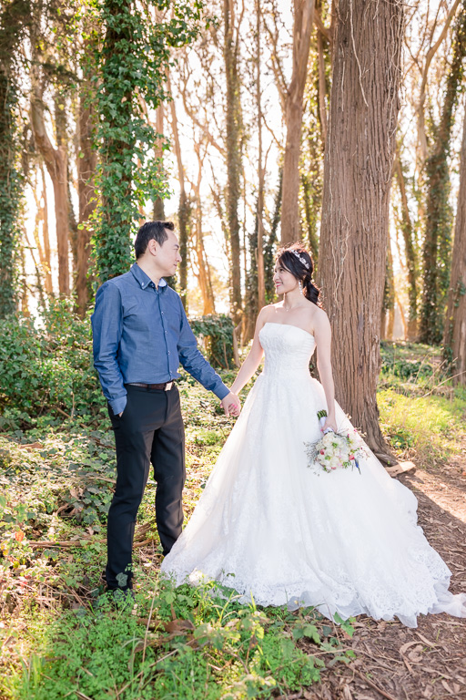 couple in San Francisco wooded area