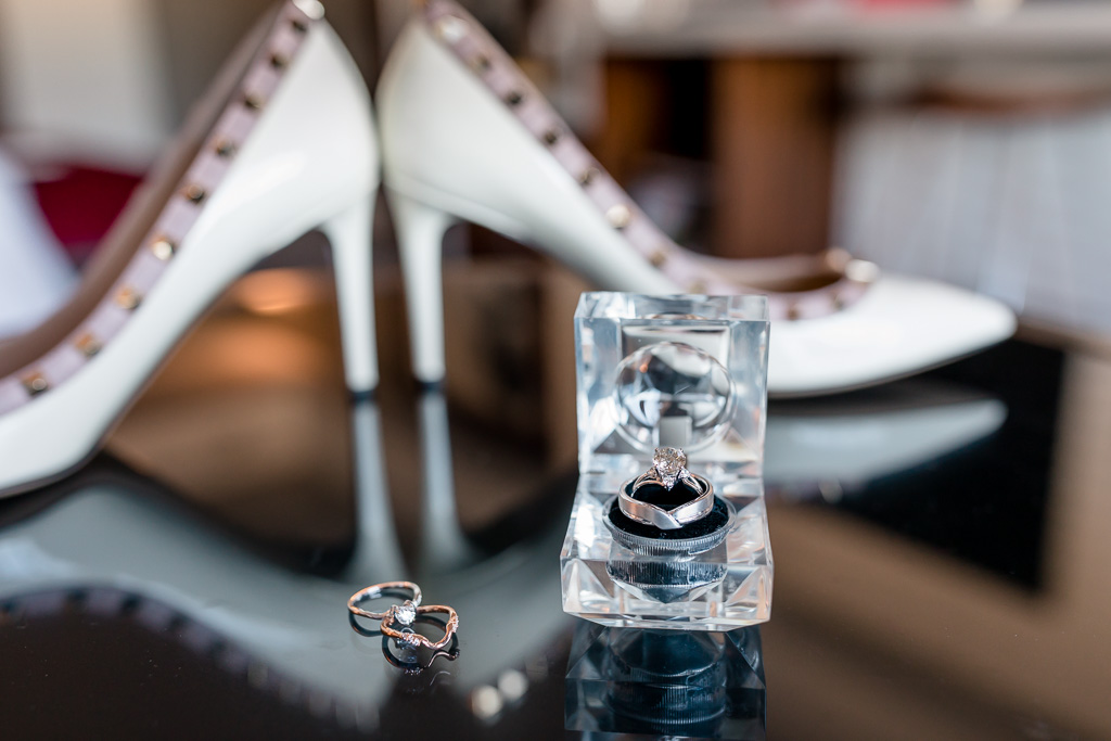 wedding rings and wedding shoes
