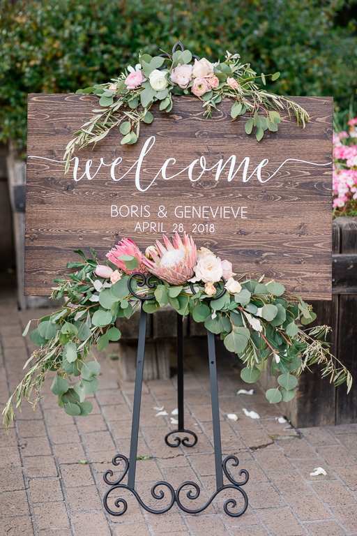 pretty customized wooden wedding welcome sign