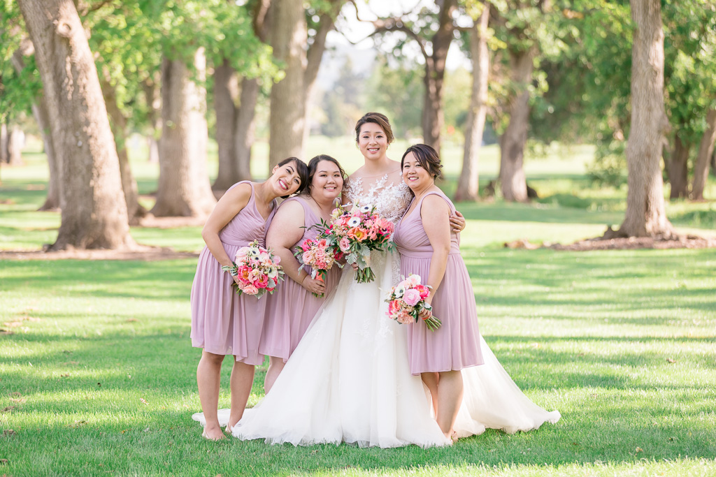 bride with her three bridesmaids at the Silverado Resort Grove area