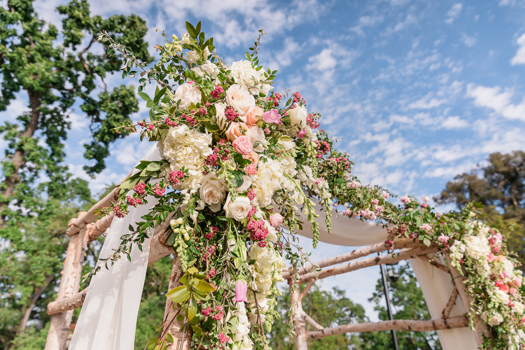 beautiful elegant flower arch for wedding ceremony