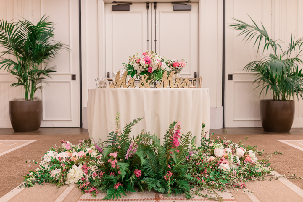 extravagant floral decoration at the head table