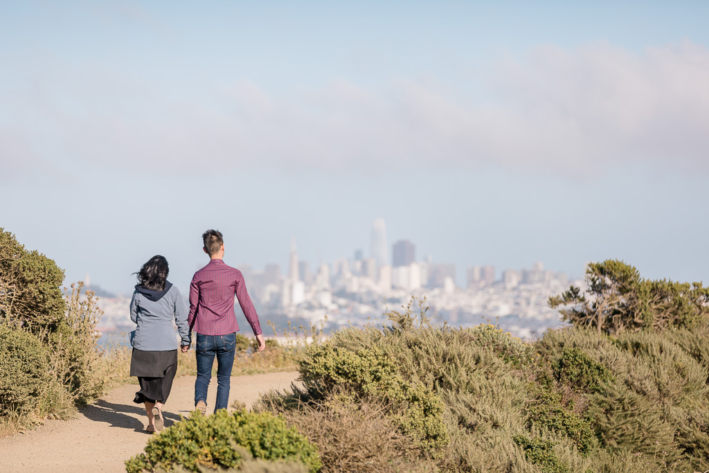 Walking towards a beautiful San Francisco skyline view