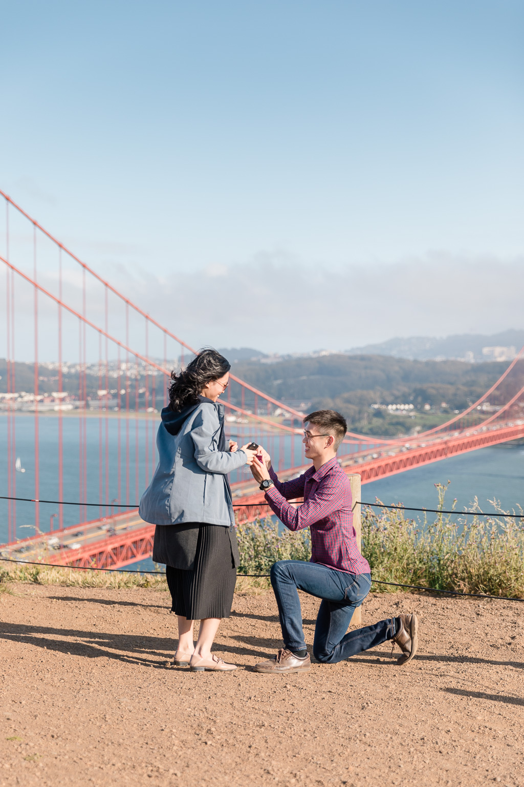 proposing at the Golden Gate Bridge
