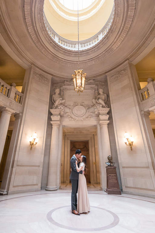 San Francisco wedding photo at City Hall in the rotunda