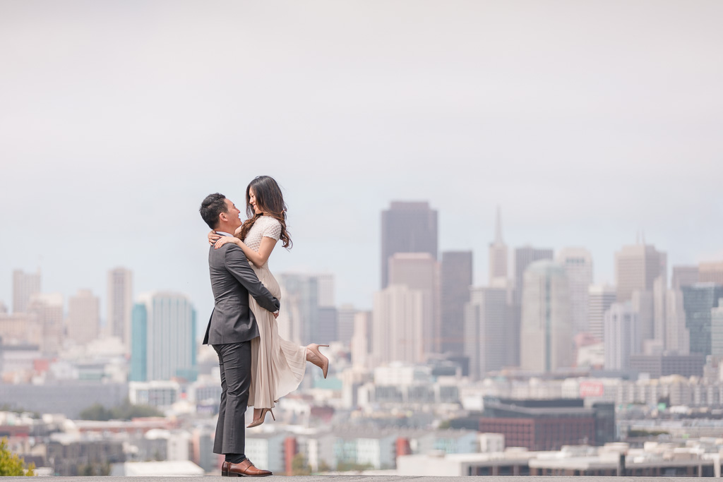 lifting up against San Francisco city skyline background photo