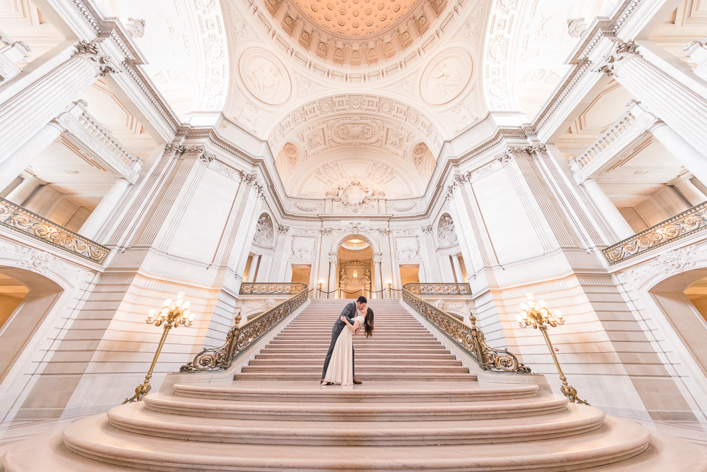 San Francisco City Hall wedding photo on the grand staircase
