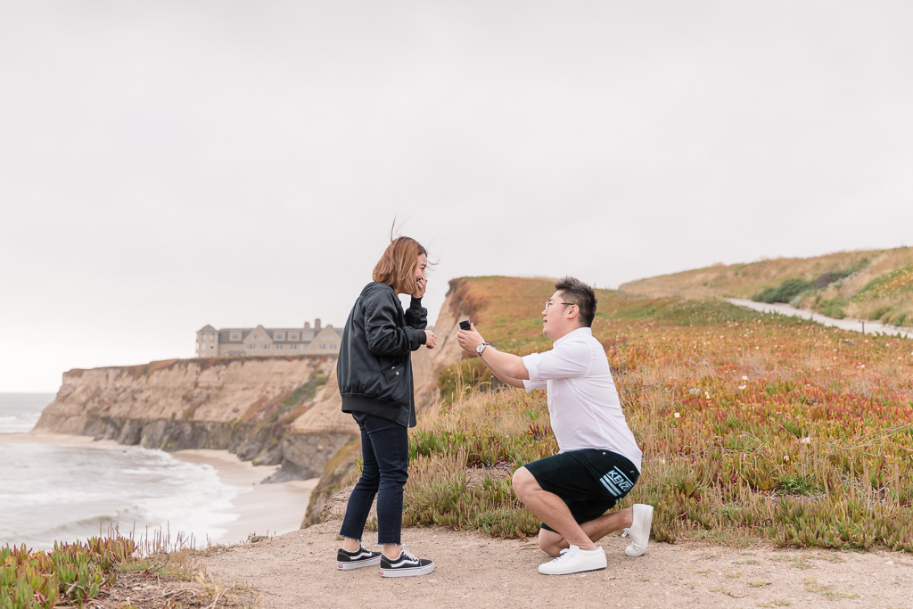 surprise proposal at Half Moon Bay Ritz Carlton