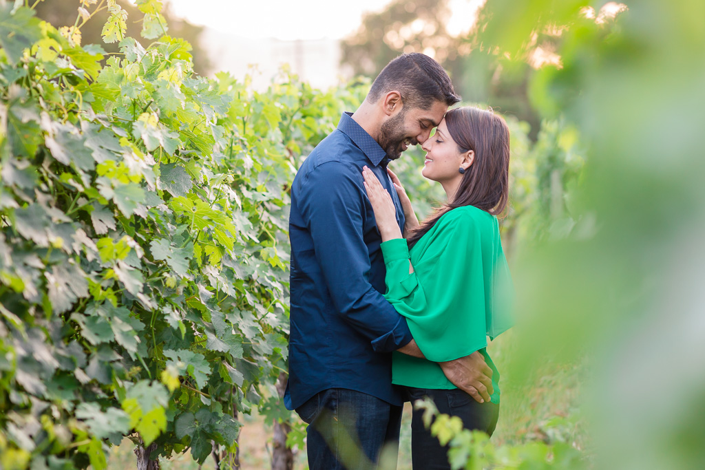 engagement photo in vineyards at calistoga ranch in napa