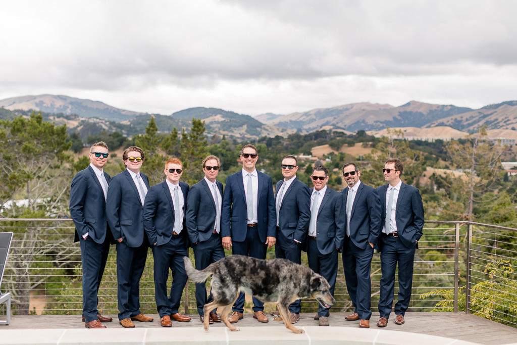 deer park villa wedding - groom and groomsmen got ready at an airbnb in San Rafeal with a gorgeous view overlooking the mountains