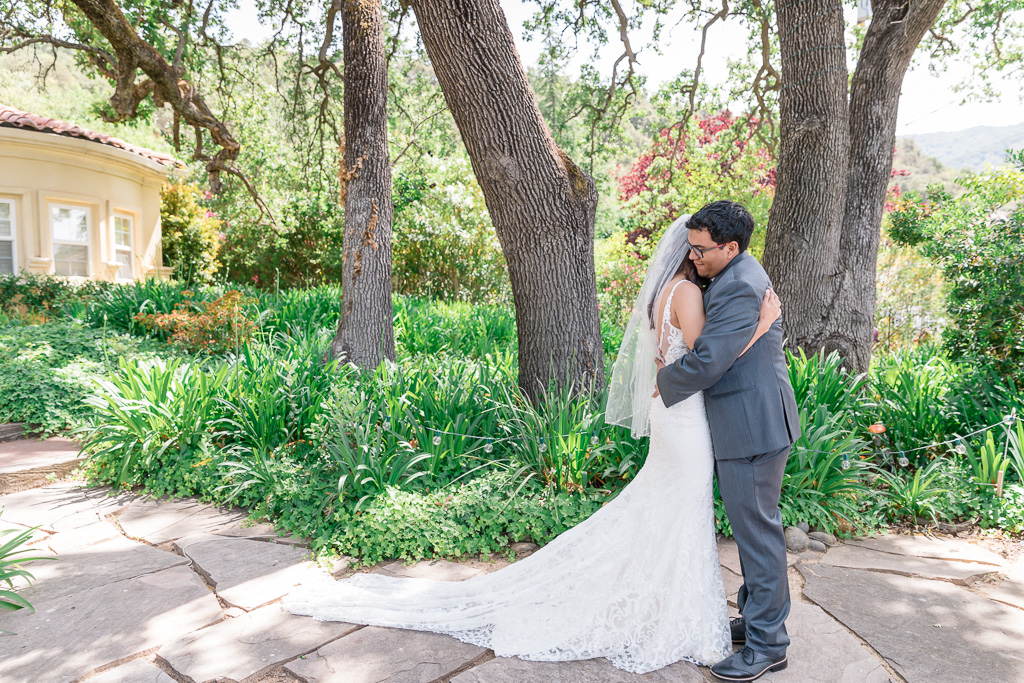 San Jose private residence wedding - first look in the garden