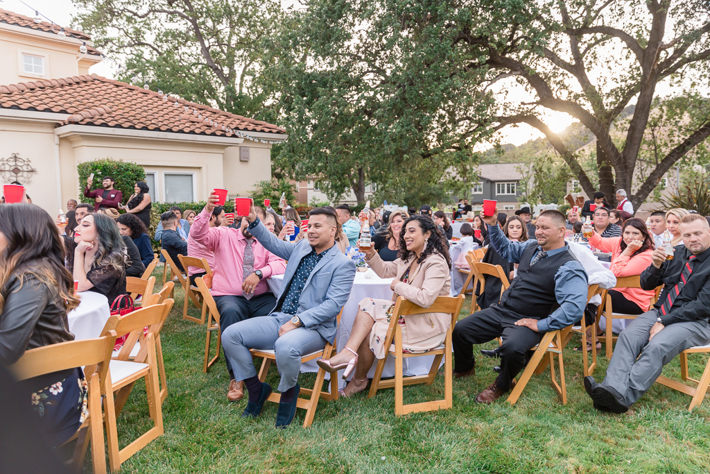 an outdoor private residence wedding reception in San Jose