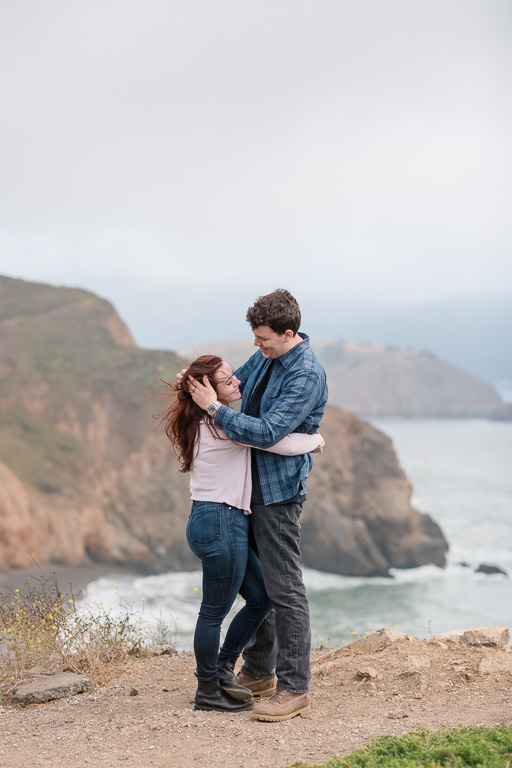 Pacifica engagement photo by the ocean