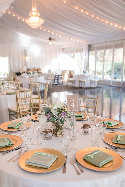 wedding reception table setting at Fairview Napa