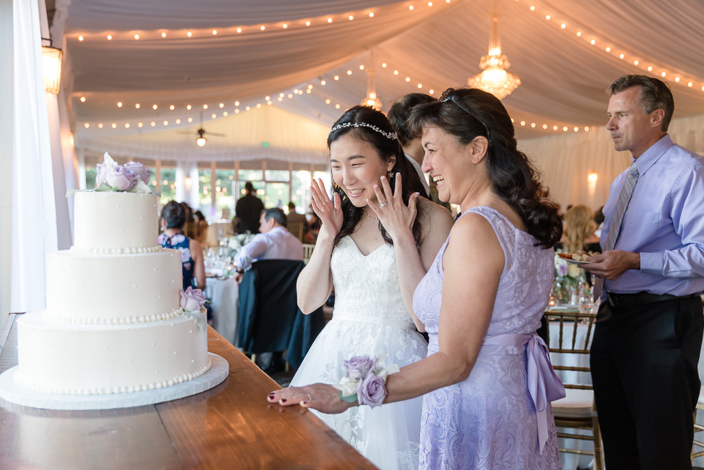 bride adoring her cake