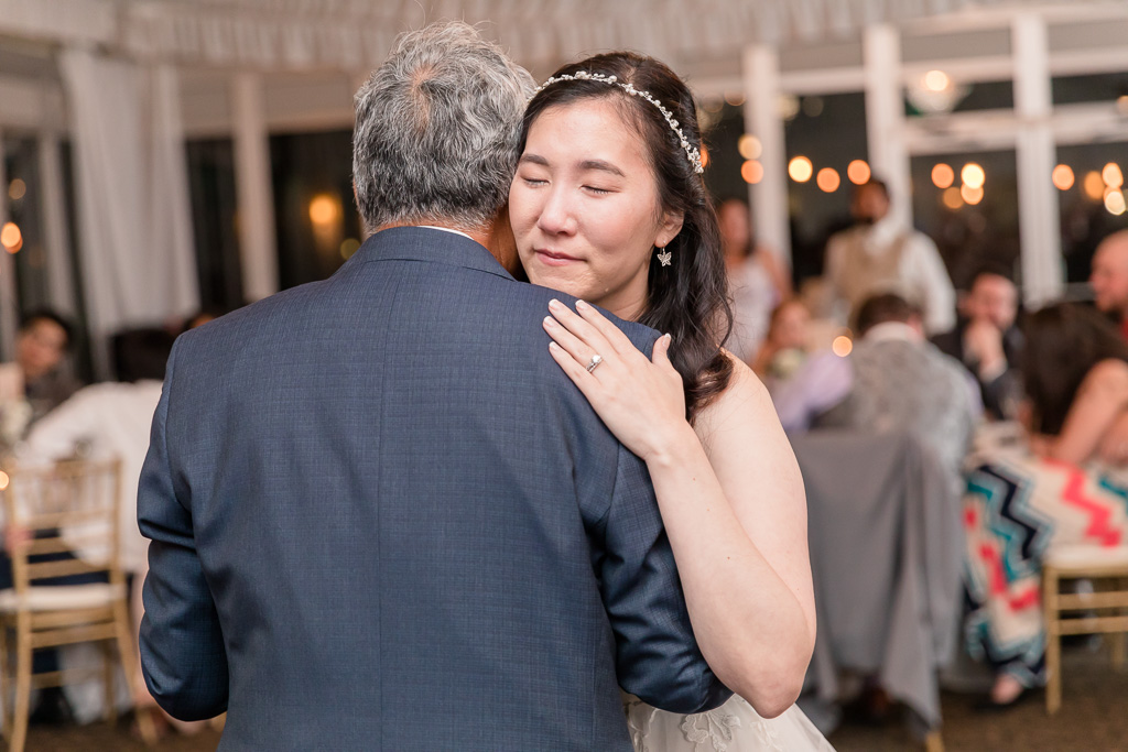 bride teared up during the father-daughter dance