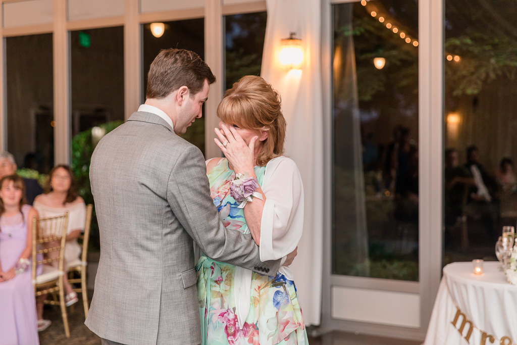 emotional mother-son dance during the wedding reception