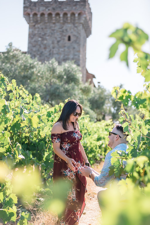 Castello di Amorosa vineyard surprise proposal