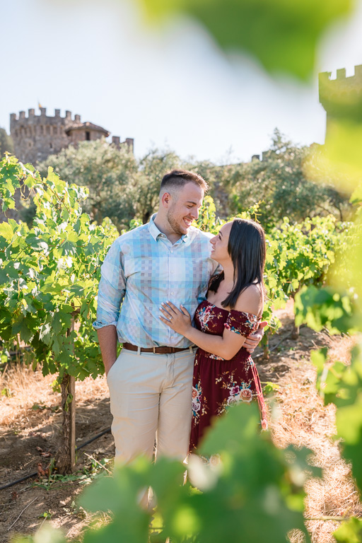 Napa castle winery vineyard engagement picture
