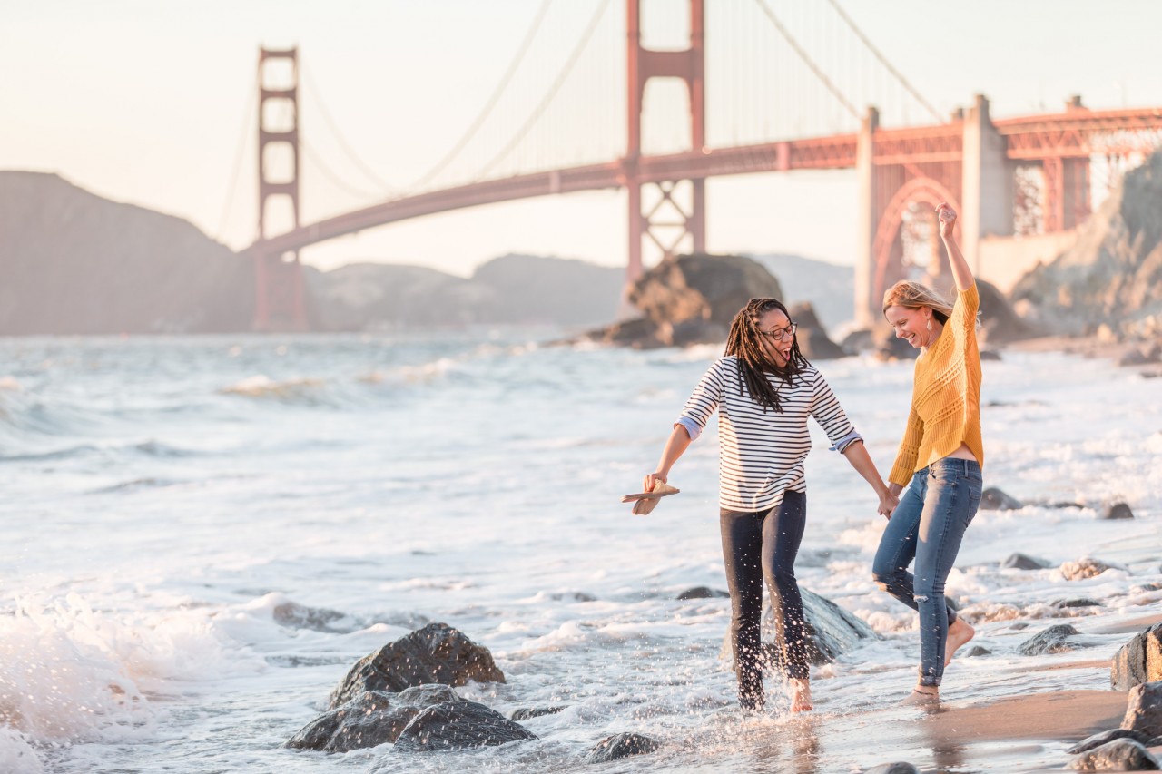 LGBT engagement photos at the beach