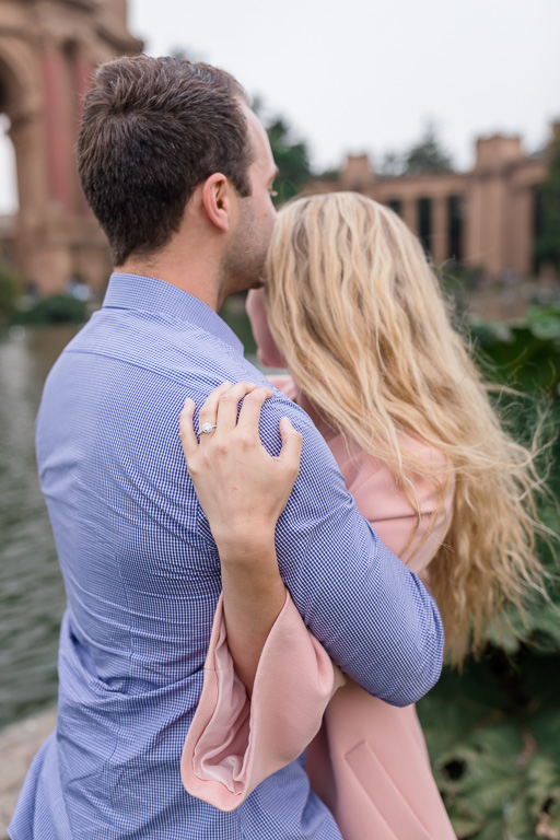 engagement photo by the palace of fine arts theater