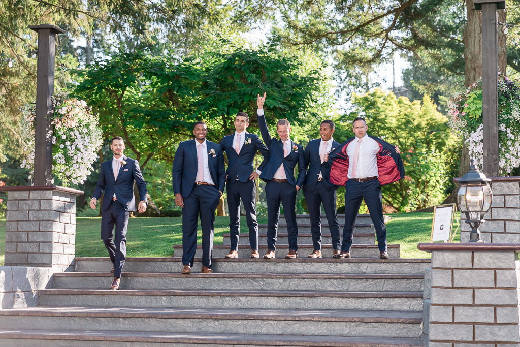 groomsmen made their appearance at the reception