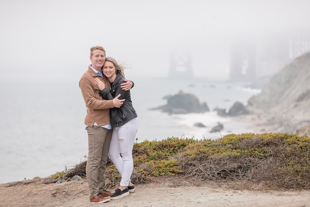 they got engaged in front of the foggy golden gate bridge