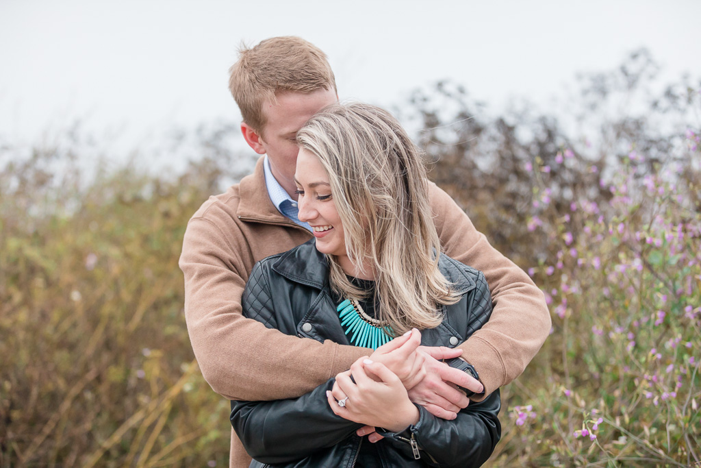 romantic engagement photo on a San Francisco hiking trail