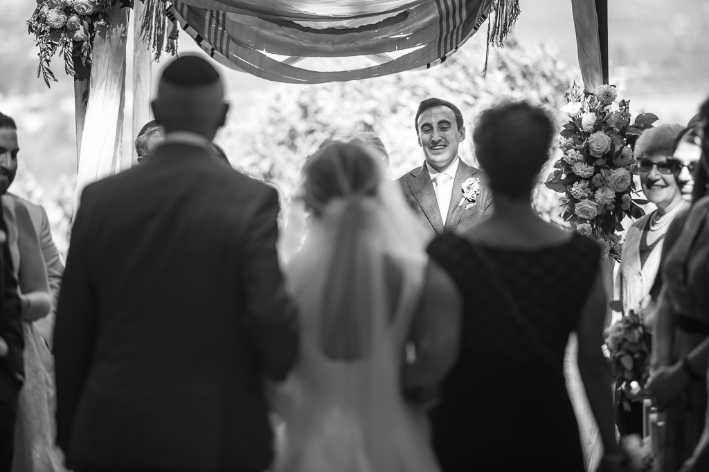groom's reaction when he sees his bride's grand entrance