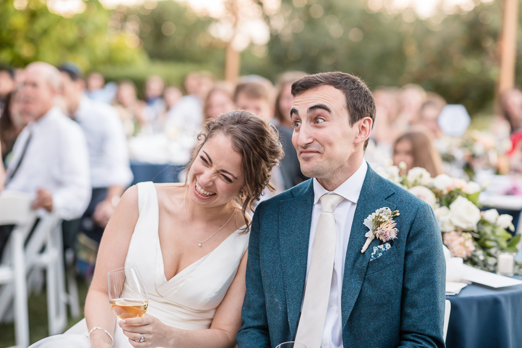 Vine Hill House outdoor wedding reception hilarious moment