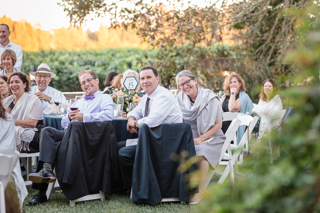 wedding guests enjoying the parents' dinner speech