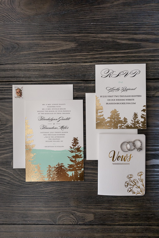 mint and gold invitation suite