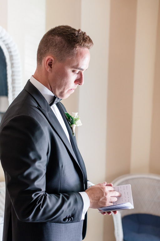 groom practicing his vows